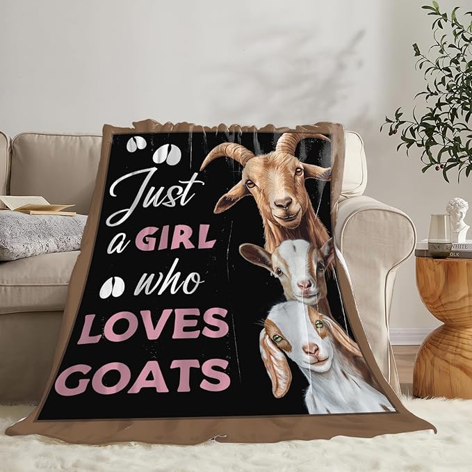 Goat Blanket for Girls Women Goats Gifts Lovers Throw Blankets Cozy Plush Fleece Animal Flannel Fuzzy for Couch Chair Bed 50"X40"