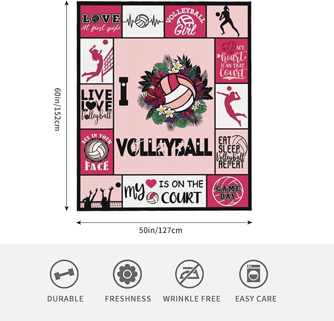 Volleyball Blanket Super Soft Warm Volleyball Fleece Throw Blanket for Girls Women Cozy Fluffy Volleyballs Lightweight Flannel Gifts Blankets for Kids Adults 60"X50"