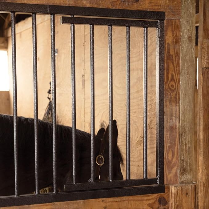EASY-UP Schneiders Pro 24" Swing Out Stall Feed Door Color Black Armor | Heavy-Duty Galvanized Steel Horse Stall Feed Access | Rust-Resistant Armor Coating