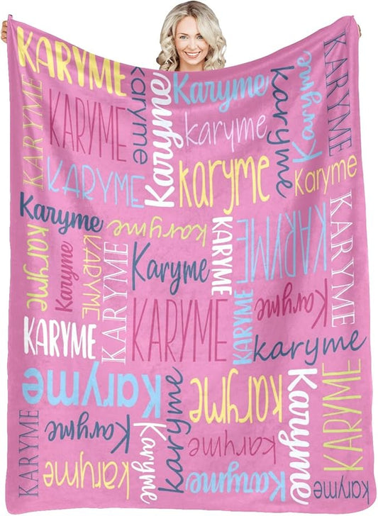 Personalized Blankets with Names Baby Gifts for Girls Boys Custom Soft Fleece and Sherpa Name Blanket for Kids and Adults Birthday for Daughter Son Granddaughter Grandson (Dark Pink)