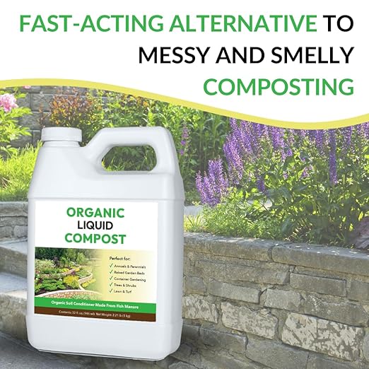 Organic Liquid Compost: Fast-Acting Alternative to Messy and Smelly Composting | Compost Tea Concentrate Perfect for Brewing Compost Teas (1 Gallon, Treats Up to 20,000 Sq.Feet)