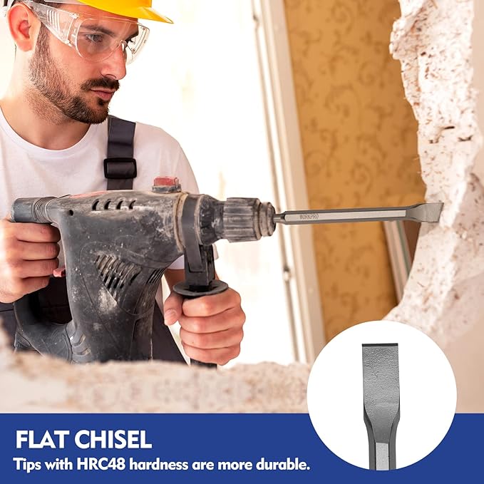 WORKPRO 17-Piece SDS-Plus Rotary Hammer Drill Bits and Chisel Set, Carbide-Tipped Masonry Drill Bits and Chisels for Concrete, Stone, Brick, with Storage Case