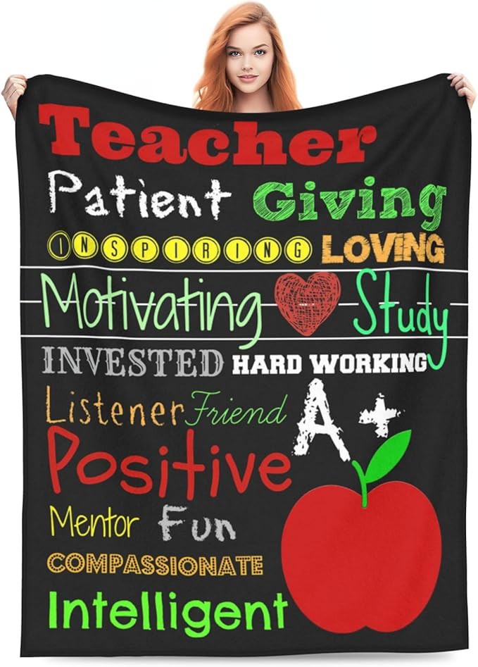 Teacher Blanket Best Teacher Decor Throw Blanket Super Soft Flannel Lightweight Fluffy Plush Cozy Fuzzy Fleece Appreciation Gifts Blanket for Woman Adults Man for Bedding Sofa 60"X80"