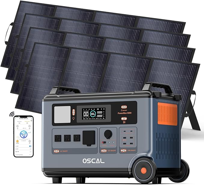 OSCAL 6000W(with 4x500W Solar Panel) Portable Power Station.