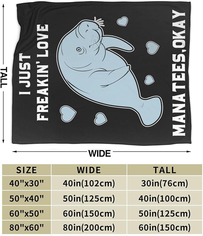 Manatee Blanket Super Cozy Soft Manatee Throw Blanket for Women Men Warm Plush Fluffy Manatees Stuff Fleece Flannel Gifts Blankets for Kids Adults 80"X60"