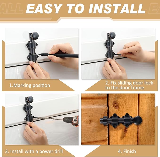 Tandefio Cane Bolt for Gate Heavy Duty Solid Brass Slide Dutch Door Bolt Latch Oil Rubbed Bronze Hardware Locks Attic Latch for Dutch Sliding Barn Door Wooden Fence Metal Gate, Bronze(4 Inch,Brass)