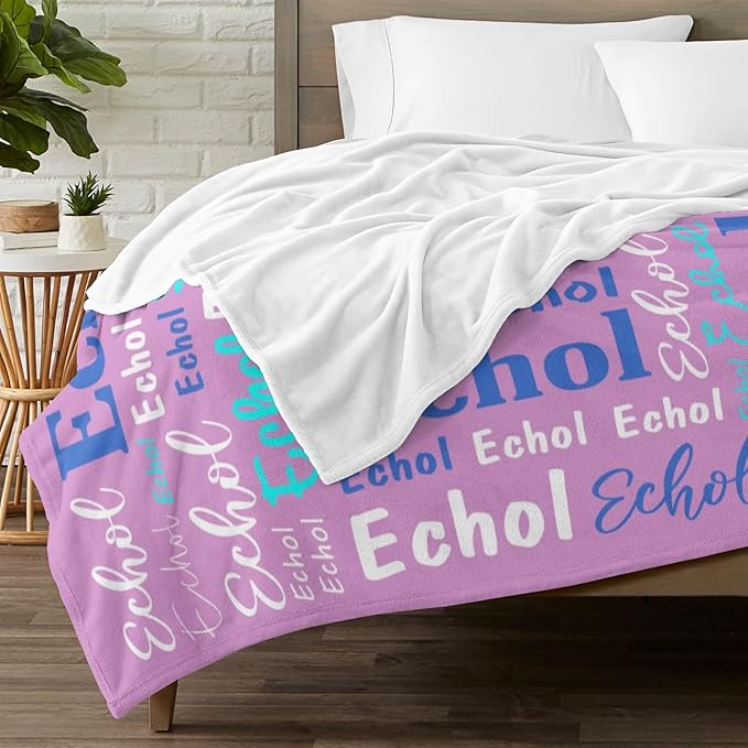 Custom Blanket with Name Personalized Blankets for Kids Adult Boys Girls Flannel Monogrammed Customized Blankets Throw (60''x80'')
