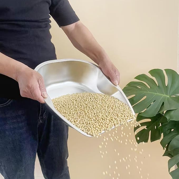 Feed Scoop for Livestock, Stainless Steel Feed Grain Scoop – with Dual-Side Handles, Stackable One-Piece Design, Durable Poultry Feed Scoops – for Chicken & Bird Raising, Gardening and Farm