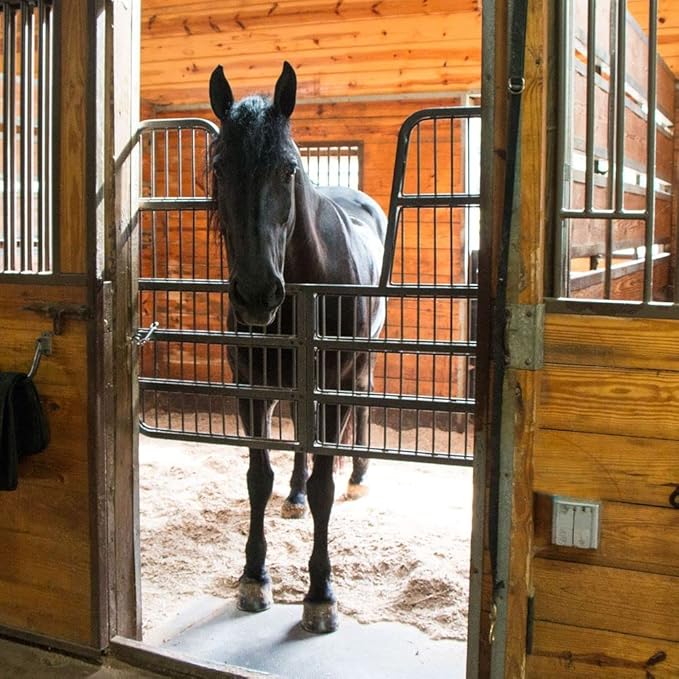 Easy-Up Titan Horse Stall Gates | Heavy-Duty Steel Construction | Rust-Resistant Finish | Ideal for Barn, Farm & Equestrian Use | Gate with Yoke - 52" Wide | Color Gray Armor