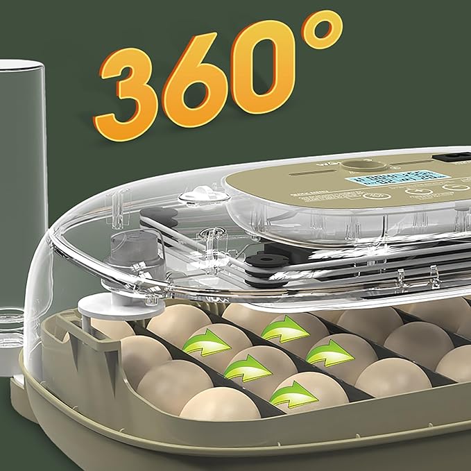 24 Egg Incubator for Hatching with Automatic Turner, Smart Temperature & Humidity Control, 360° Viewing, Egg Candler, Auto Water Refill, Ideal for Chicken, Duck, Farm or Home Use (24 Egg-Green)