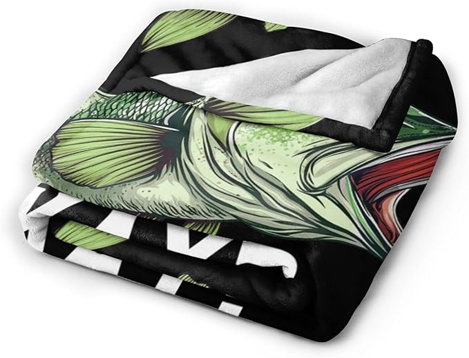 Fish Blanket Super Cozy Soft Bass Fishing Throw Blanket Gifts for Fisherman Men Warm Plush Fluffy I Just Really Like Fish Stuff Gifts Fleece Flannel Gift Blankets for Kids Adults 60"X50"