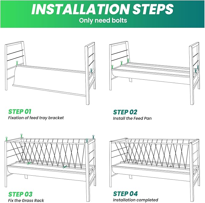 99 Gallon Pasture Hay Feeder, 2 in 1 Galvanised Steel Goat Hay Feeder with Deeper Feeding Pan for Goat Sheep Horse, Detachable Livestock Feeder Ease of Assembly in Farm Outdoor, Silver
