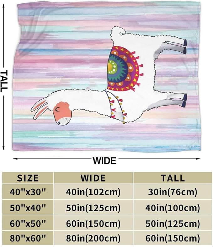 Llama Blanket Super Cozy Soft Cute Llama Animal Throw Blanket Warm Plush Fluffy Alpaca Stuff Gifts for Women Girls Fleece Flannel Gift Blankets for Kids Adults 80"X60"