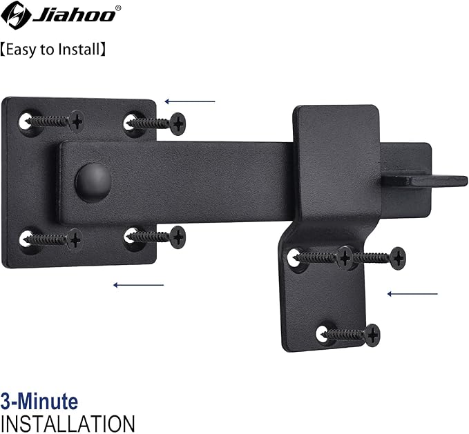 6" Barn Door Flip Latch Sliding Door Latch Gate Latch for Fence, Shed Door, Farm Gate, Solid Metal Heavy Duty Iron Hardware, add More Security and Privacy, Matte Black