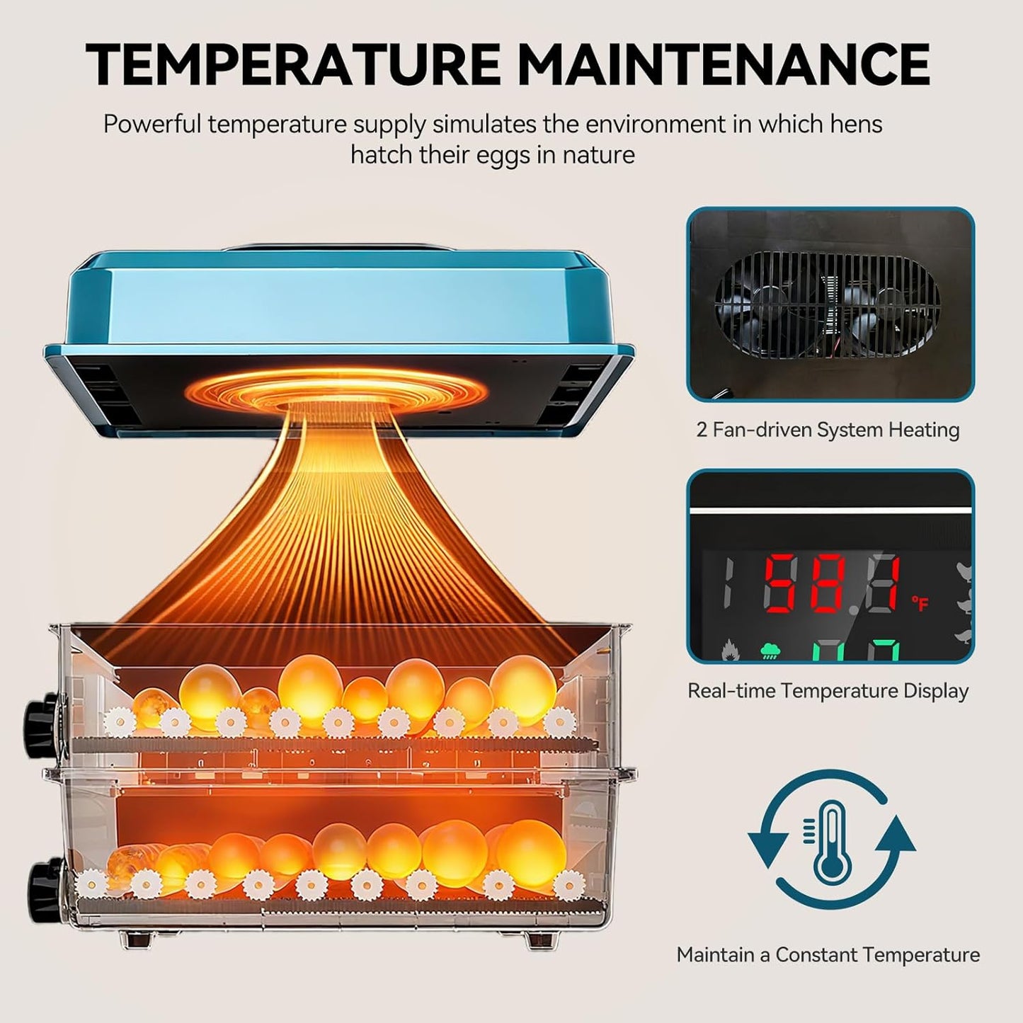 Incubators for Hatching Eggs, 136 Eggs Incubator Digital Poultry Hatcher with Auto Egg Turning, Temp & Humidity Display, 5 Modes, Day Counter & Egg Candler for Chicken/Duck/Goose/Quail