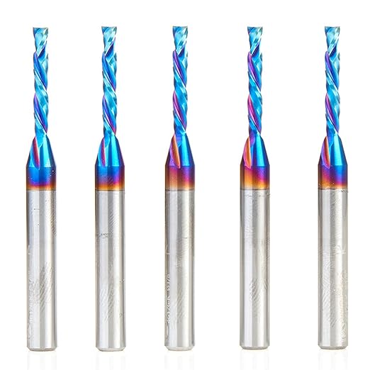 Amana Tool 46176-K-5 5-Pack CNC SC Spektra Extreme Tool Life Coated Compression Spiral 1/8 D x 13/16 CH x 1/4 SHK x 2-1/2 Inch Long Router Bits