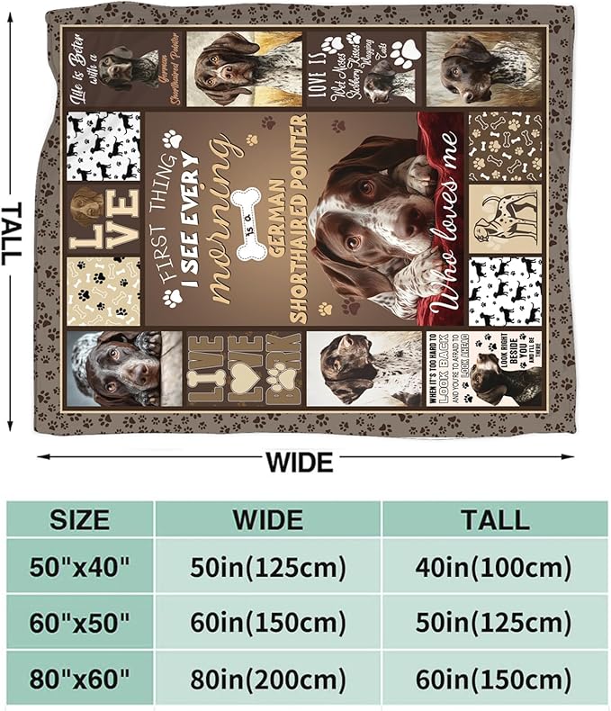 German Shorthaired Pointer Blanket Cozy Plush Dog Lovers Gifts Throw Blankets Animal Fuzzy Flannel Fleece for Girls Boys Women Men 50"X40"