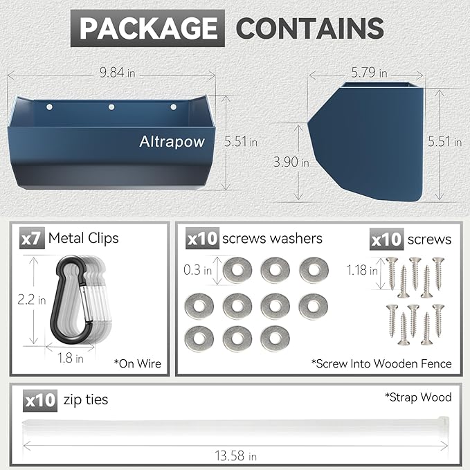 4.5 Quart Hanging Goat Feeder [Material of Metal] with Clips and Nylon Tie Wraps, Fence Feeder [Sturdy and Durable] for Goat, Pig and Dog, Blue, 2 Pack