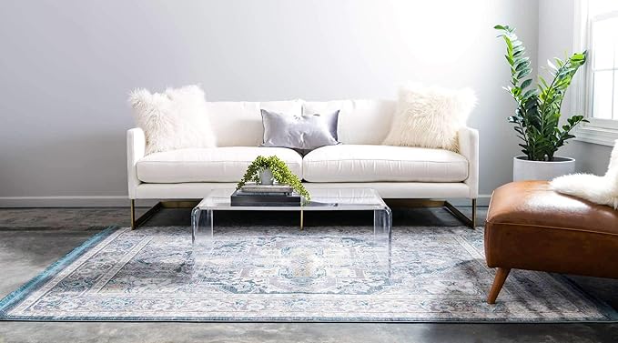 Unique Loom Baracoa Collection Area Rug - Prado (10' x 13' 1" Rectangle, Gray/ Blue)