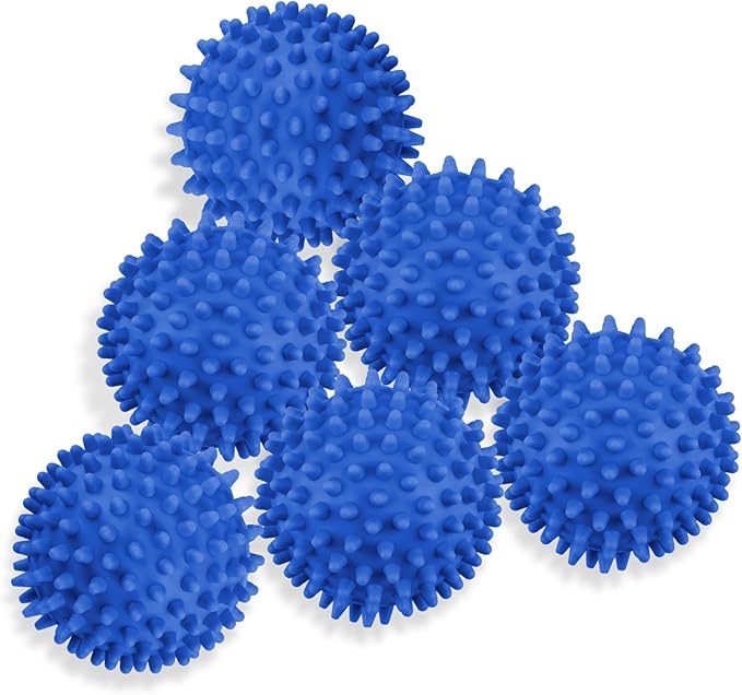 6 Pack Laundry Balls for Dryer, Dryer Balls Laundry Reusable, Dryer Ball Plastic Pellet Packs for Fabric Soften, Reduce Wrinkle and Less Static Cling- Dark Blue