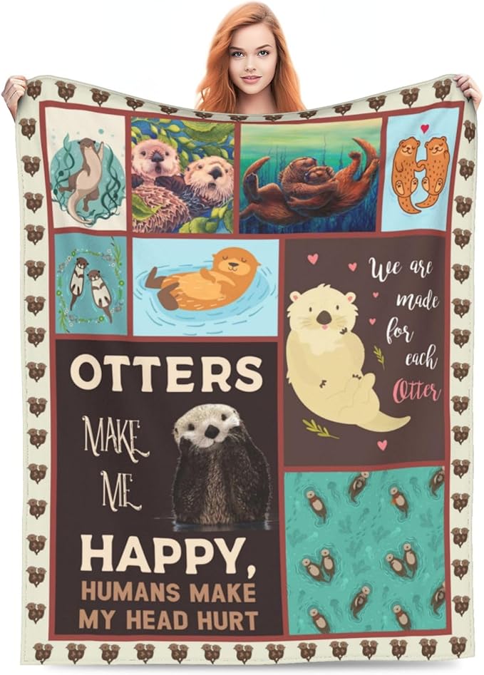 Sea Otter Blanket Otter Decor Throw Blanket Super Warm Soft Plush Lightweight Fleece Flannel Animals Blanket Gifts for Girls Otter Lover Kids Baby Boys Women Men Adults for Sofa Couch Bedding 50"X60"