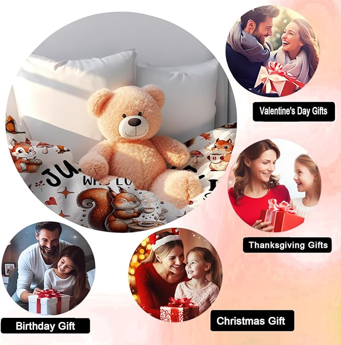 Cute Squirrel Blanket Gifts for Squirrel Lovers Women Girls Adults,Funny Squirrels Stuff Plush Squirrels Throw Blanket for Couch Sofa Bed Room Decor Gifts 60"x50"