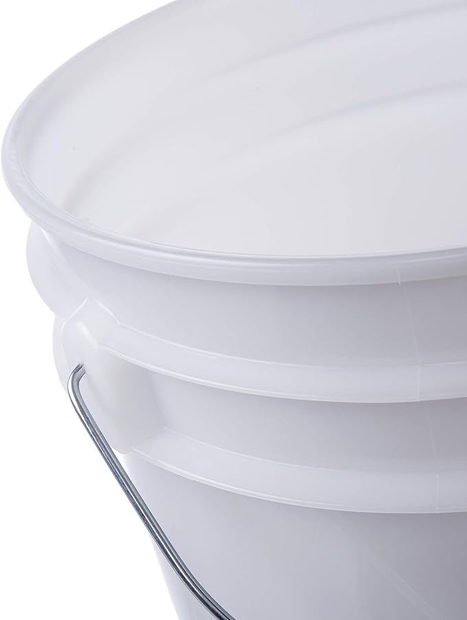 Consolidated Plastics 3.5 Gallon Natural Food Grade Buckets + 6 Gamma Seal Lids, BPA Free Container Storage, Durable HDPE Pails, Made in USA (6 Pack)