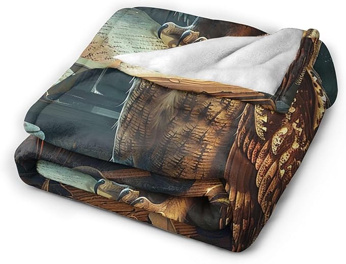 Owl Blanket Owls Gifts for Women Girls Book Throw Blanket Cozy Plush Fleece Flannel Lightweight Fuzzy Party Blankets for Bed Decor 80"X60"
