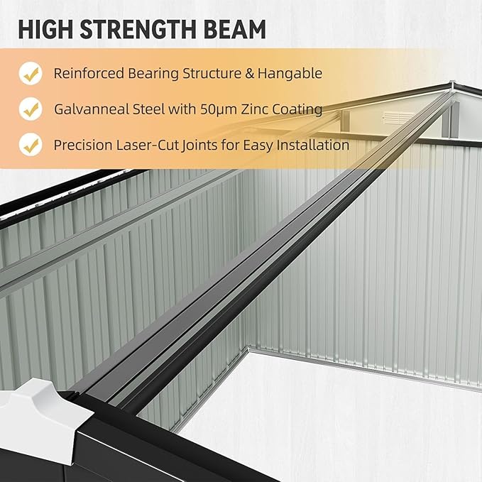 Aoxun 6' x 8' Storage Shed Outdoor Steel Garden Utility Cabinet with Lockable Door Waterproof & Rust-Proof for Yard, Patio, Backyard, Garden (Brown)