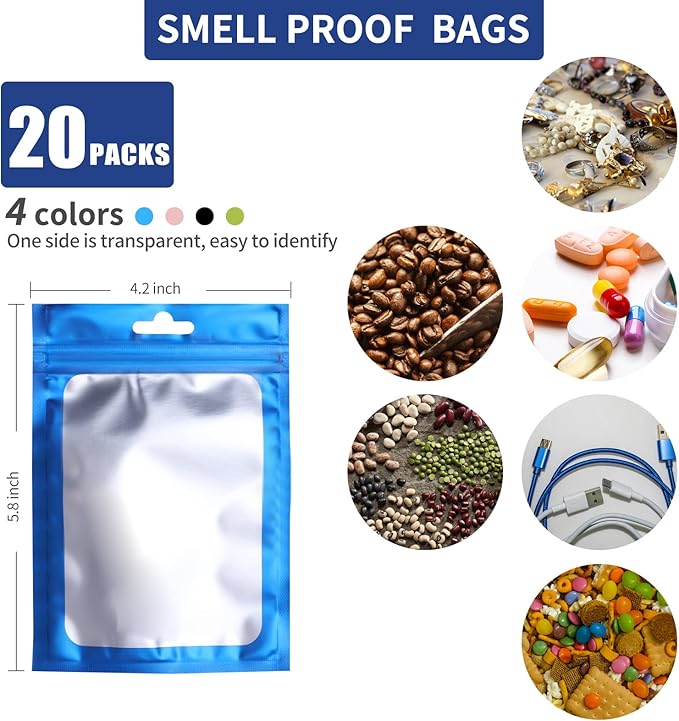15 Pcs 5 Gallon Mylar Bags with 15 Pcs Individually Wrapped 2500CC Oxygen Absorbers for food storage, Zipper Resealable Heat Sealable Bags,24 Labels & 20 Pcs 1/2 Pint Mylar Bags(4 Colors)