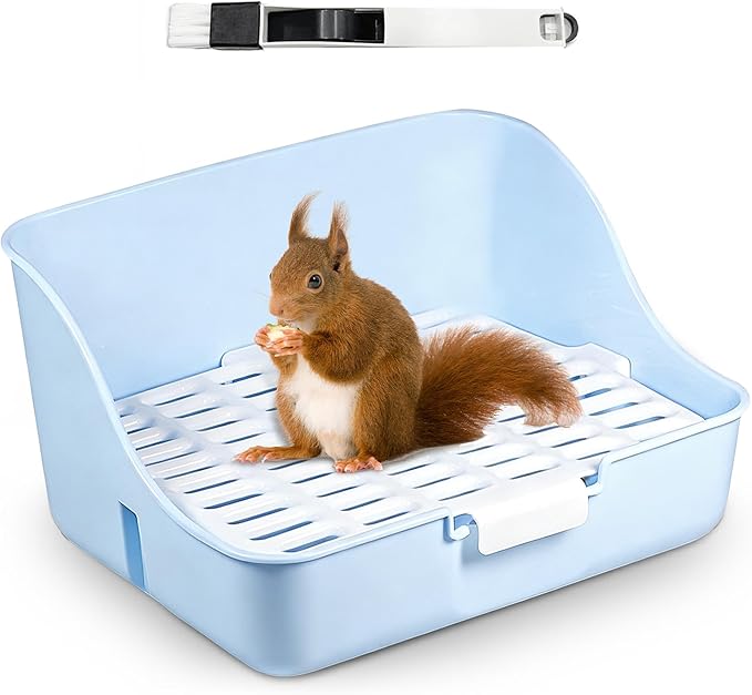 Large Rabbit Litter Box Bunny Potty Plastic Square Training Corner Litter Box, Bedding Toilet for Adult Ferret Hamster Guinea Pig, 11.4" L x 9.4" W x 6.3" H High Sided Pet Litter Tray