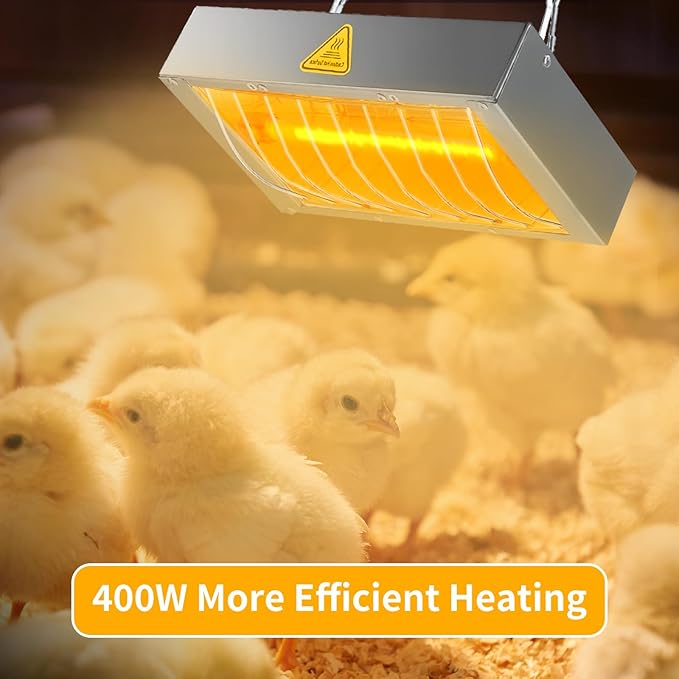 400W Chicken Coop Heater Bulb, Replacement Bulb Accessories for Chicken Heat Lamp, Brooder Heater Tubes for Chicks, Poultry, Pets, 2 Pack