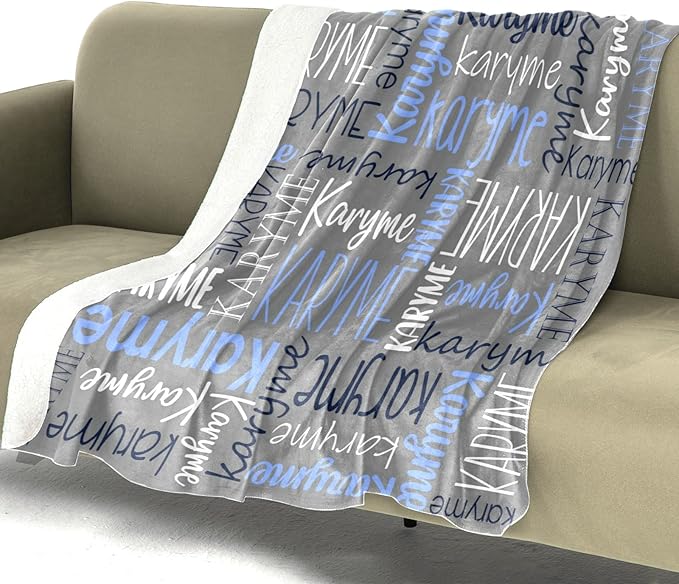Personalized Blankets with Names Baby Gifts for Girls Boys Custom Soft Fleece and Sherpa Name Blanket for Kids and Adults Birthday for Daughter Son Granddaughter Grandson (Dark Grey)