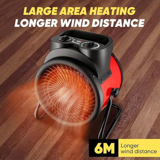 Saker Powerful Portable Heating Cannon,High Power Ceramic Space Heater, 3000W Fast Heating with Adjustable Thermostat for Large Room, Quiet Oscillation & Overheat Protection