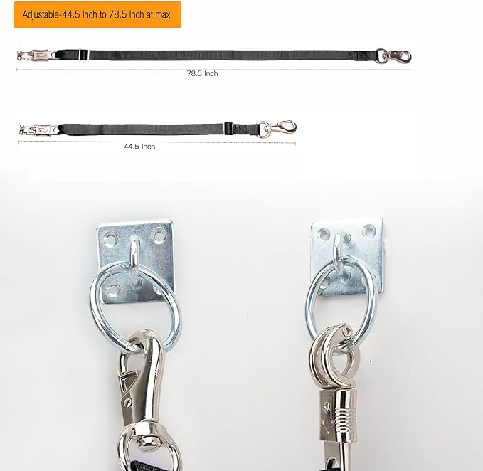 2PCS Cross Ties,Adjustable Nylon Cross Ties for Horse Horse Trailer Tie with Panic Snap and Bull Snap, Adjustable Length from 44.5-78.5 Inch,Black