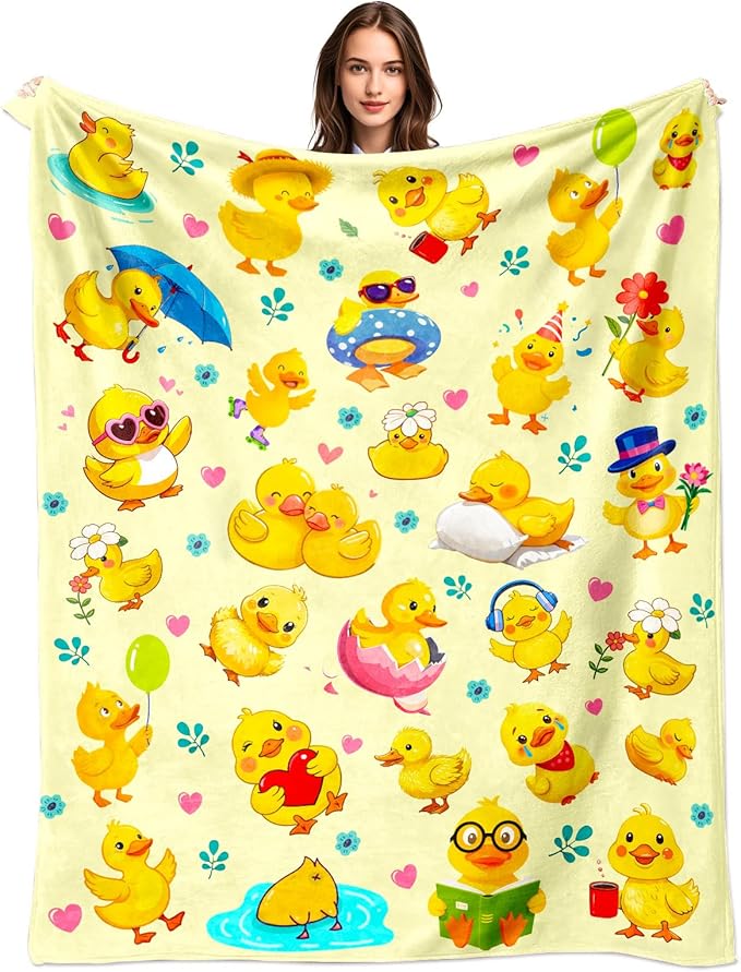 Duck Blanket Gifts for Duck Lover Soft Flannel Ducks Throw Blanket Gifts for Women Ducks Themed for Kids Adults 60"x50"