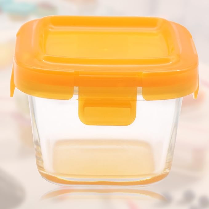 ARSUK Square 5OZ Glass Food Storage Containers with Airtight BPA-Free Lids 6 Pack, Small Glass Freezer Containers for Sauce, Sides, Meal Prep - Reusable & Dishwasher Microwave Fridge Freezer Safe