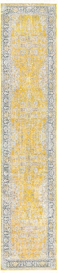 Unique Loom Baracoa Collection Area Rug - Prado (2' 7" x 12' 2" Runner, Yellow/ Ivory)