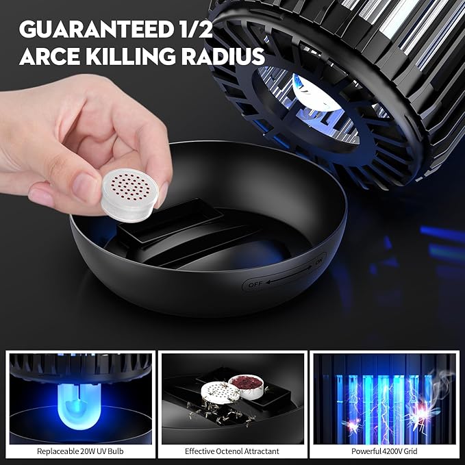 Bug Zapper Indoor Outdoor, Mosquito Zapper, Electric Fly Traps IPX4 Waterproof 20W Lamp Electric Fly Insects Traps for Patio, Garage, Backyard, Porch