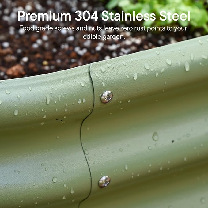 Raised Garden Bed 6x2x2.5 ft, 30" Extra Tall Galvanized Metal Planter Boxes Outdoor, Heavy Duty Flower Bed for Vegetable Fruit Herb, Raised Bed Gardening Outdoor Large Planters - Moss Green