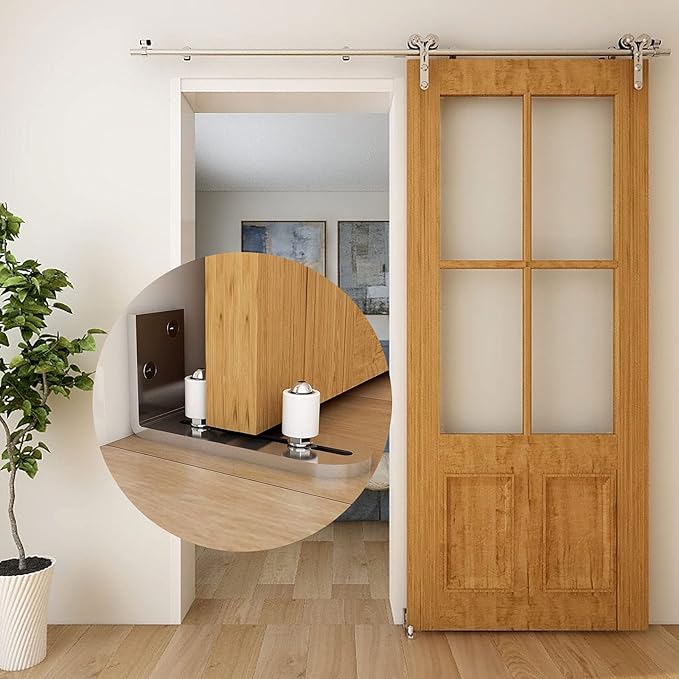 CCJH Barn Door Floor Guide Stainless Steel Adjustable Sliding Door Bottom Guide Ball Bearing Wall Mount- Non-Scratch