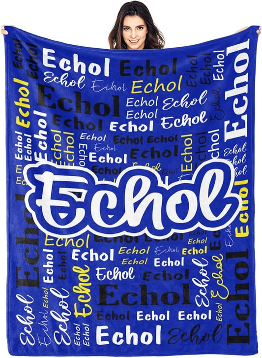 Custom Blanket with Name Personalized Blankets for Kids Adult Boys Girls Flannel Monogrammed Customized Blankets Throw (50''x60'')