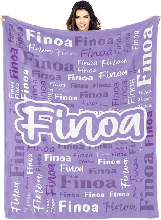 Custom Blanket with Name Personalized Blankets for Kids Adult Boys Girls Flannel Monogrammed Customized Blankets Throw (40''x50'')