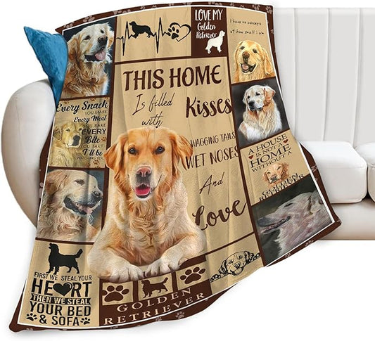 Tijuboni Golden Retriever Throw Blanket Dog Gifts for Girls Boys Women Men Kids Adults Soft Flannel Fleece Blanket for Couch Sofa Bed Home Decor 50"x60"