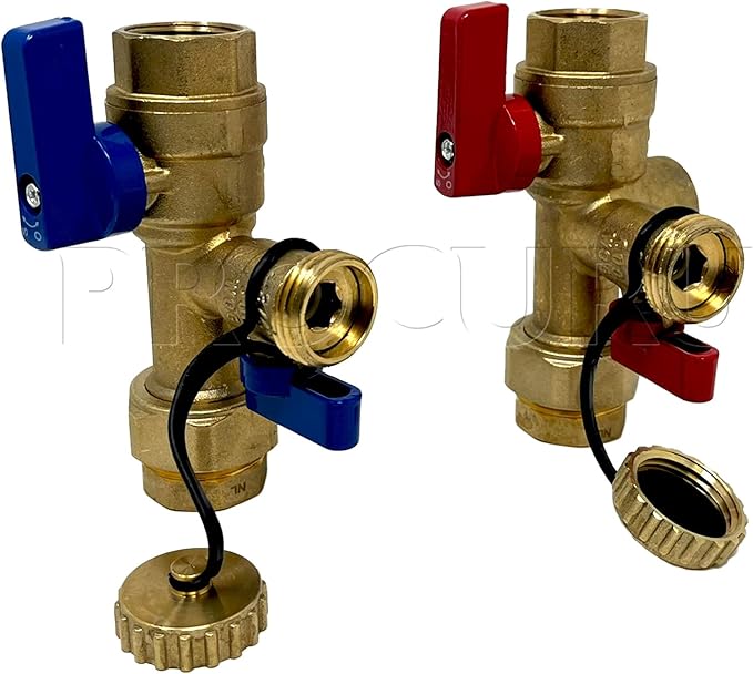 PROCURU Universal Tankless Water Heater Service Valve Kit with Pressure Relief Valve, 3/4-Inch FIP x 3/4-Inch FIP (FNPT Female x FNPT Female Threaded), Certified Safe