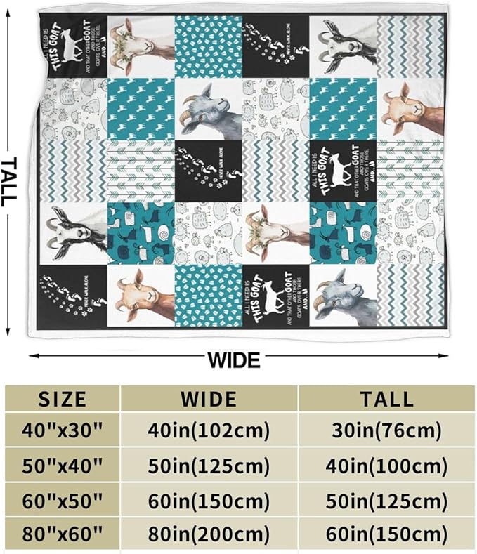 Goat Blanket Soft Warm Cute Goat Flannel Plush Throw Blanket Cozy Lightweight Sheep Fleece Bedding Stuff Animal Decor Blanket Gifts for Lover Girls Boys Kids Adults Women Bed Travel 60"x80"