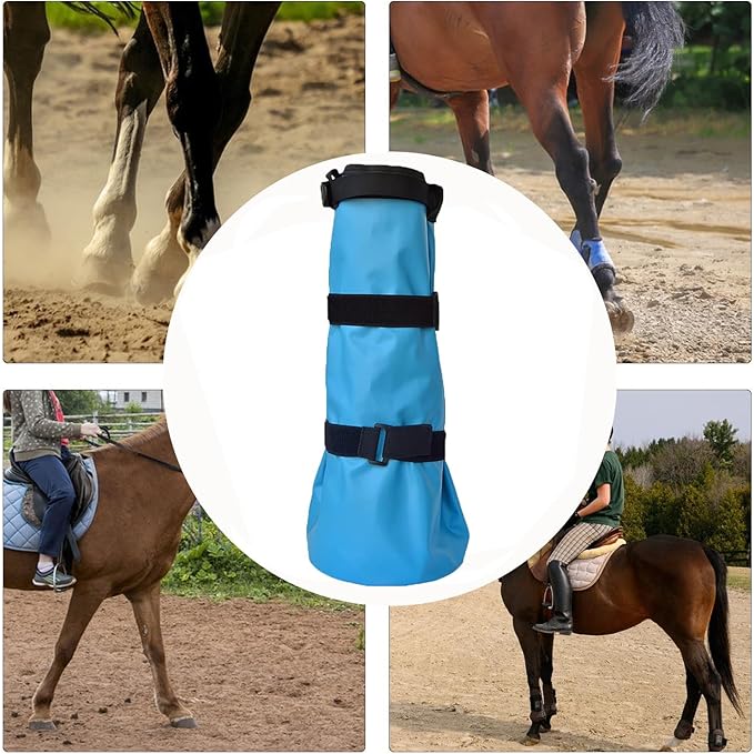 Horse Hoof Boots - Hooves Care Bucket with EVA Pad | Hoofs Soaking Bag with Adjustable Straps for Stall Stable Pasture Ranch Daily Care and Show Preparation, 18.9x7.48x7.48 inches