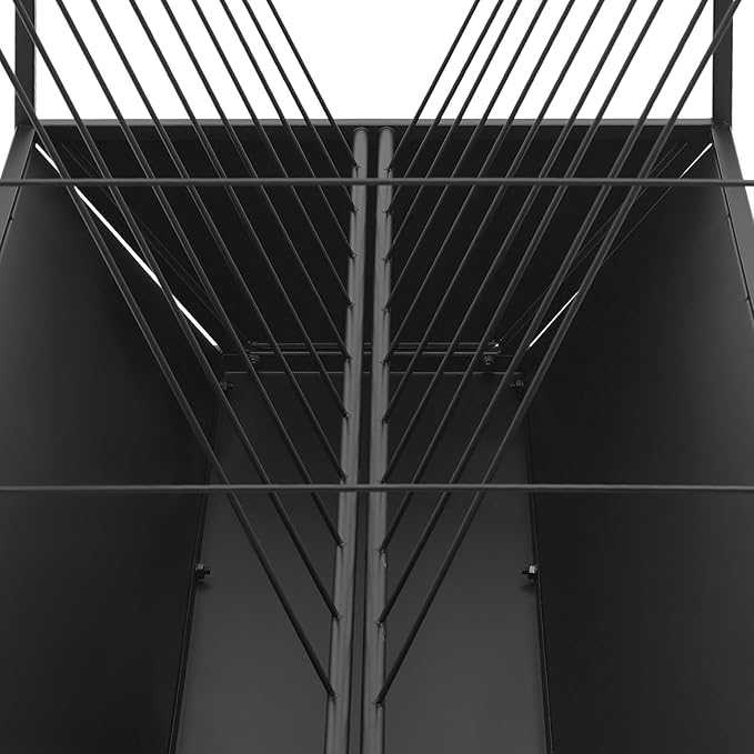 Pasture Hay Feeder with 24 Gallon Feed Pan，Black Powder Coated Surface Steel Livestock Feeder， Duty 2-in-1 Livestock Feeder，Feeding Goats, Calves, Cow, Horse for Farms