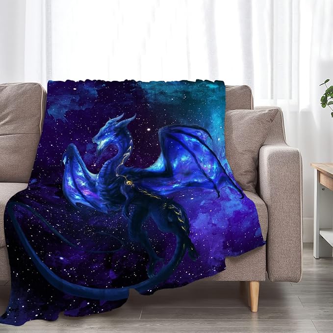 Tijuboni Dragon Blanket for Boys Men Dragon Space Throw Blanket for Kids Adults Ultra Soft Cozy Fleece Blanket for Couch Sofa Bed 50"x60"