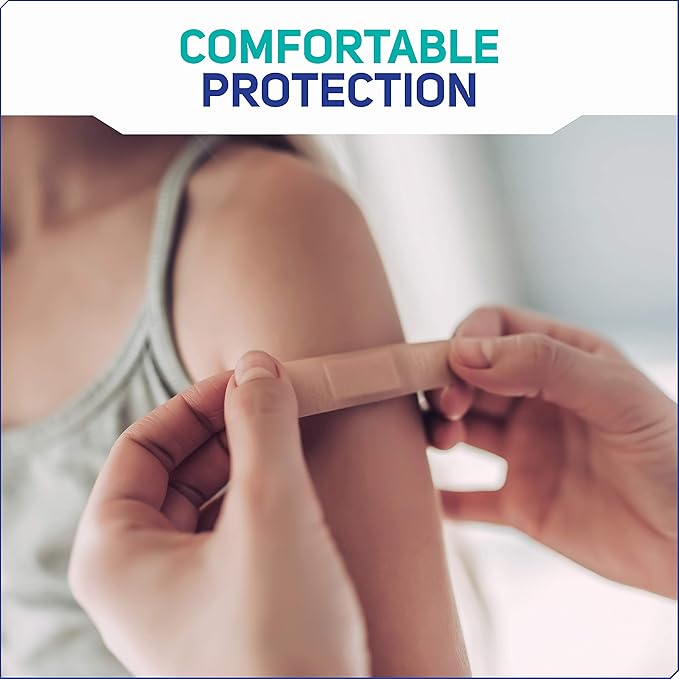 Care Science Fabric Adhesive Bandages, 100 ct Assorted Sizes | Flexible + Breathable Protection Helps Prevent Infection for First Aid and Wound Care